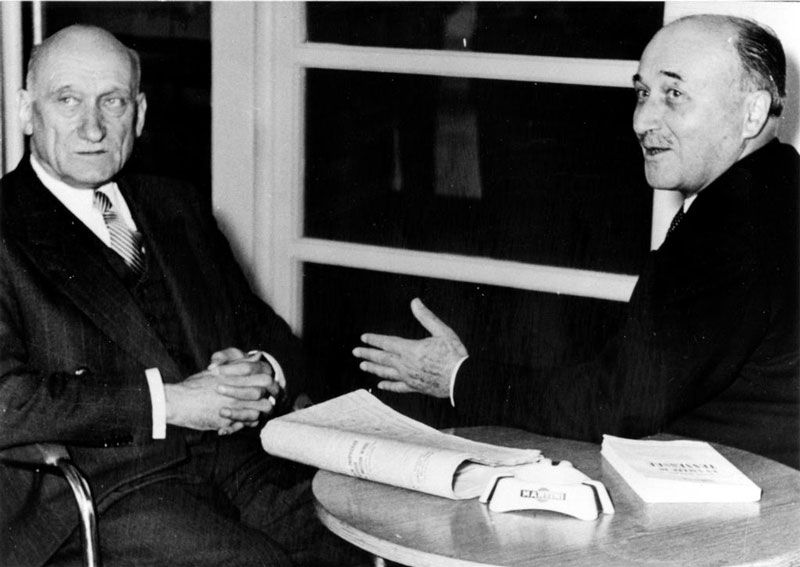 Robert Schuman y Jean Monnet en el Consejo de Europa. Foto de la Fundación Jean Monnet