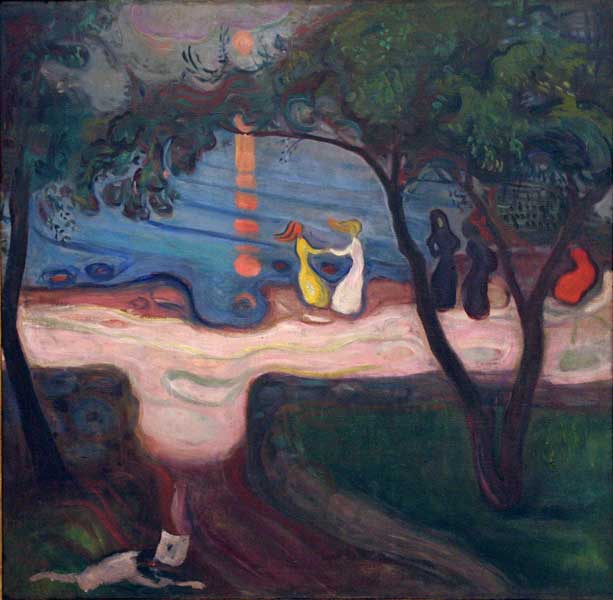 'Baile en la orilla', 1899-1900, E. Munch. Óleo sobre lienzo. Galeria Nacional de Praga. 