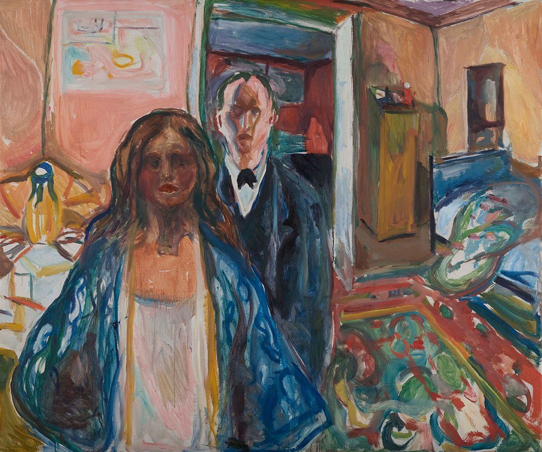 'El artista y su modelo', 1919-21, E. Munch. Óleo sobre lienzo. Munch Museet, Oslo.