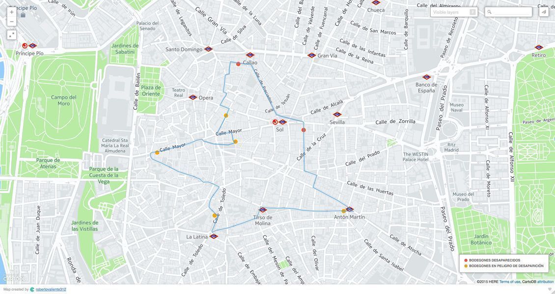 Pincha aquí para pasear por el mapa de la ruta de bodegones desaparecidos y en peligro de desaparición en Madrid (Mapa de Roberto Valiente)