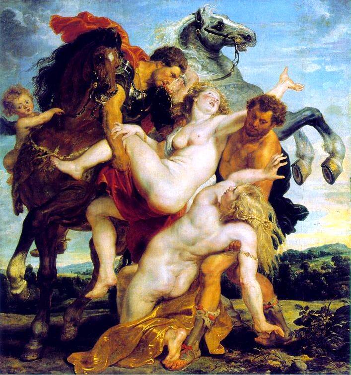 Peter Paul Rubens (h. 1616), El rapto de las hijas de Leucipo, Alte Pinakothek, Münich