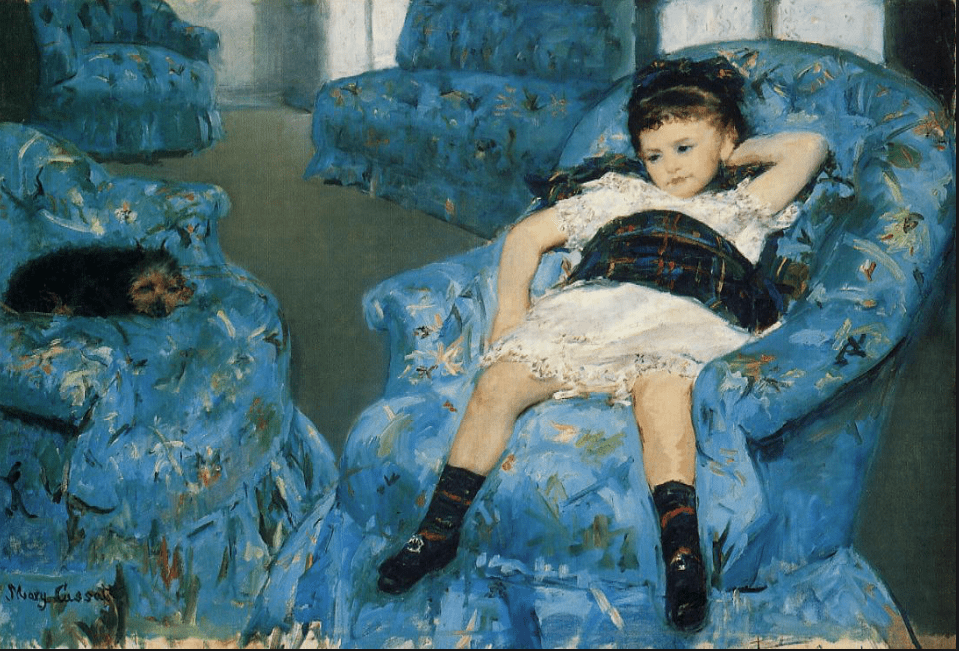 Mary Cassatt (1878), Young girl on a blue armchair, National Gallery of Art Washington D.C.